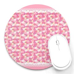 Peony Pattern Pink Scrapbookin Round Mousepads by Simbadda