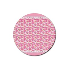 Peony Pattern Pink Scrapbookin Rubber Coaster (round)  by Simbadda