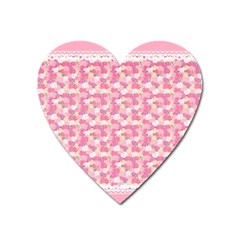 Peony Pattern Pink Scrapbookin Heart Magnet by Simbadda