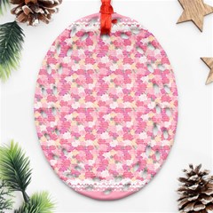 Peony Pattern Pink Scrapbookin Oval Filigree Ornament (two Sides) by Simbadda