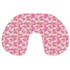 Peony Pattern Pink Scrapbookin Travel Neck Pillow by Simbadda