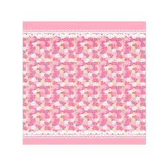 Peony Pattern Pink Scrapbookin Small Satin Scarf (square) by Simbadda