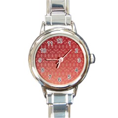 Red Gold Art Deco Art Deco Background Round Italian Charm Watch by Simbadda