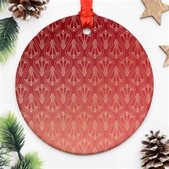 Red Gold Art Deco Art Deco Background Ornament (round) by Simbadda