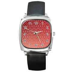 Red Gold Art Deco Art Deco Background Square Metal Watch by Simbadda