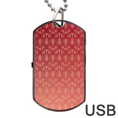 Red Gold Art Deco Art Deco Background Dog Tag Usb Flash (one Side) by Simbadda