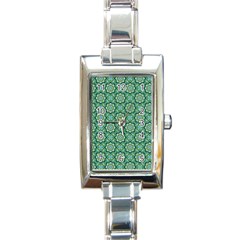 Green Abstract Geometry Pattern Rectangle Italian Charm Watch by Simbadda