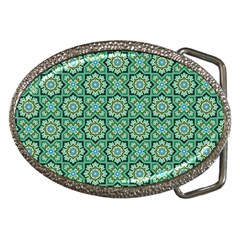 Green Abstract Geometry Pattern Belt Buckles by Simbadda