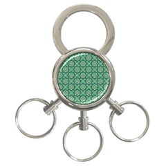 Green Abstract Geometry Pattern 3-ring Key Chain by Simbadda