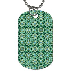 Green Abstract Geometry Pattern Dog Tag (one Side) by Simbadda