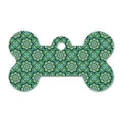 Green Abstract Geometry Pattern Dog Tag Bone (two Sides) by Simbadda