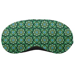 Green Abstract Geometry Pattern Sleeping Mask by Simbadda