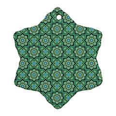 Green Abstract Geometry Pattern Snowflake Ornament (two Sides) by Simbadda