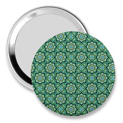 Green Abstract Geometry Pattern 3  Handbag Mirrors by Simbadda