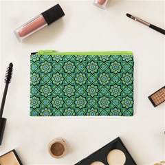 Green Abstract Geometry Pattern Cosmetic Bag (xs) by Simbadda