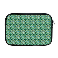 Green Abstract Geometry Pattern Apple Macbook Pro 17  Zipper Case by Simbadda