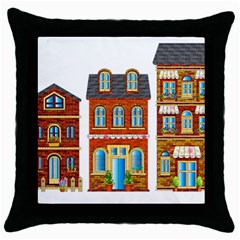 City Buildings Brick Architecture Throw Pillow Case (black) by Simbadda