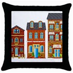 City Buildings Brick Architecture Throw Pillow Case (Black) Front