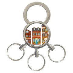 City Buildings Brick Architecture 3-ring Key Chain by Simbadda