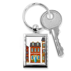 City Buildings Brick Architecture Key Chain (rectangle) by Simbadda