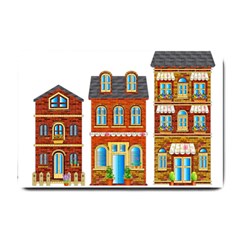 City Buildings Brick Architecture Small Doormat  by Simbadda