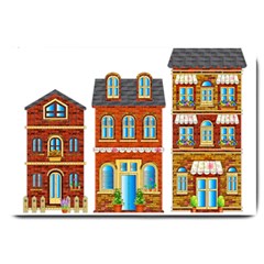 City Buildings Brick Architecture Large Doormat  by Simbadda