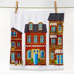 City Buildings Brick Architecture Face Towel by Simbadda