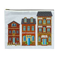 City Buildings Brick Architecture Cosmetic Bag (xl) by Simbadda