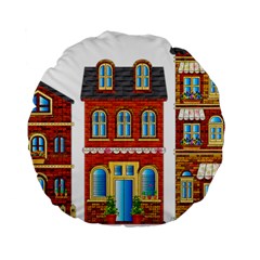 City Buildings Brick Architecture Standard 15  Premium Round Cushions by Simbadda