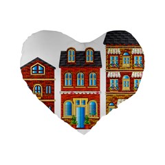 City Buildings Brick Architecture Standard 16  Premium Heart Shape Cushions by Simbadda