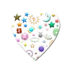 Shapes Stars Moon Sun Pattern Heart Magnet by Simbadda