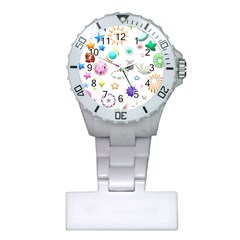 Shapes Stars Moon Sun Pattern Plastic Nurses Watch by Simbadda