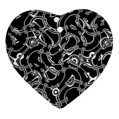 Unfinishedbusiness Black On White Ornament (heart) by designsbyamerianna