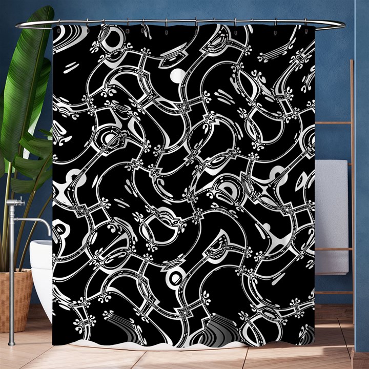 Unfinishedbusiness Black On White Shower Curtain 60  x 72  (Medium) 