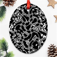 Unfinishedbusiness Black On White Oval Filigree Ornament (two Sides)