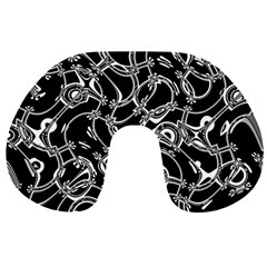 Unfinishedbusiness Black On White Travel Neck Pillow by designsbyamerianna