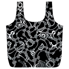 Unfinishedbusiness Black On White Full Print Recycle Bag (xl) by designsbyamerianna