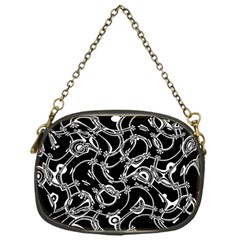 Unfinishedbusiness Black On White Chain Purse (one Side) by designsbyamerianna