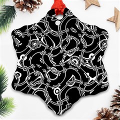 Unfinishedbusiness Black On White Snowflake Ornament (two Sides)