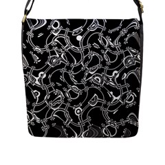 Unfinishedbusiness Black On White Flap Closure Messenger Bag (l) by designsbyamerianna