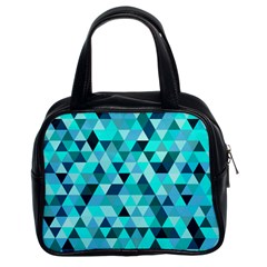 Teal Triangles Pattern Classic Handbag (two Sides) by LoolyElzayat