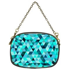 Teal Triangles Pattern Chain Purse (one Side) by LoolyElzayat