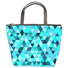 Teal Triangles Pattern Bucket Bag by LoolyElzayat