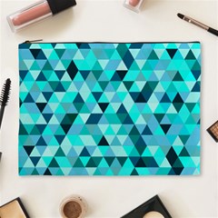 Teal Triangles Pattern Cosmetic Bag (xl) by LoolyElzayat