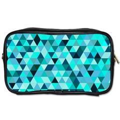 Teal Triangles Pattern Toiletries Bag (one Side) by LoolyElzayat