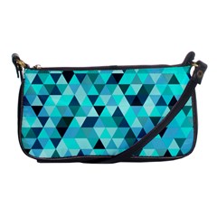 Teal Triangles Pattern Shoulder Clutch Bag by LoolyElzayat