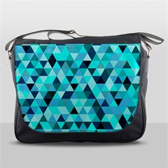 Teal Triangles Pattern Messenger Bag by LoolyElzayat