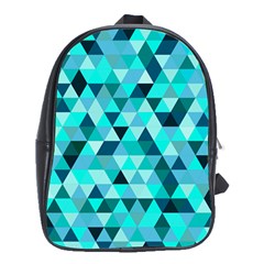 Teal Triangles Pattern School Bag (xl) by LoolyElzayat