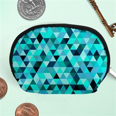 Teal Triangles Pattern Accessory Pouch (medium) by LoolyElzayat