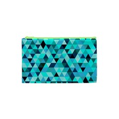 Teal Triangles Pattern Cosmetic Bag (xs) by LoolyElzayat